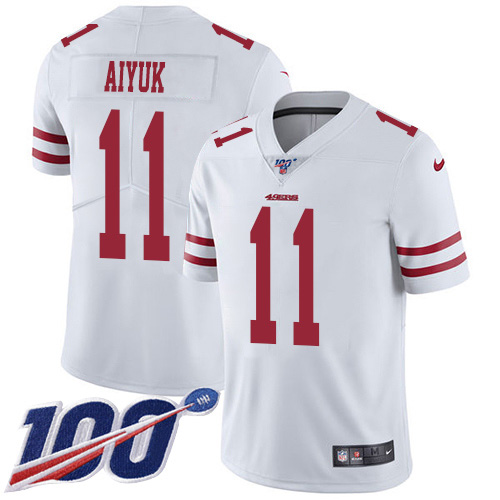 Nike 49ers #11 Brandon Aiyuk White Youth Stitched NFL 100th Season Vapor Untouchable Limited Jersey